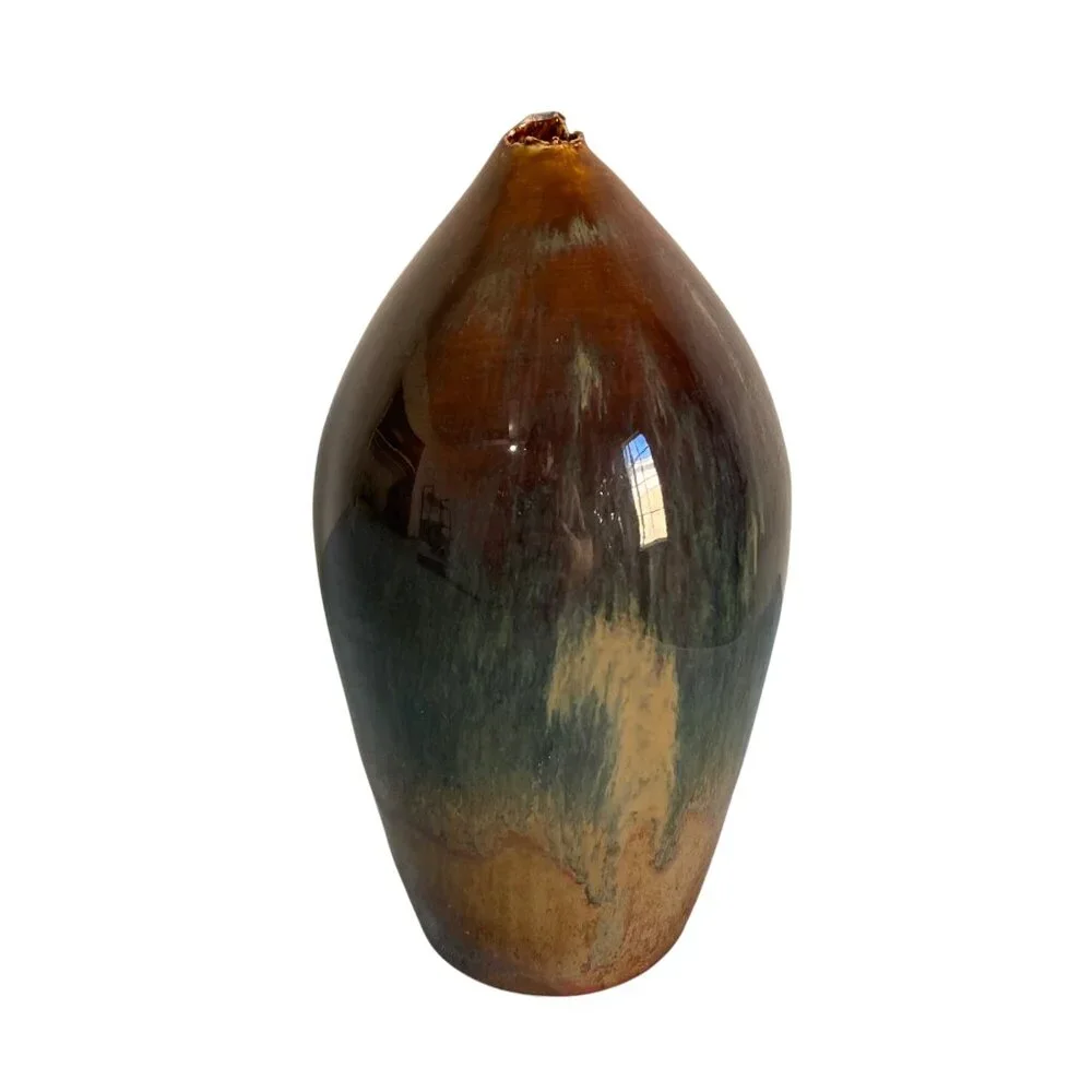 Vintage Studio Pottery Vase With Intentional Chips At Opening Bud Vase